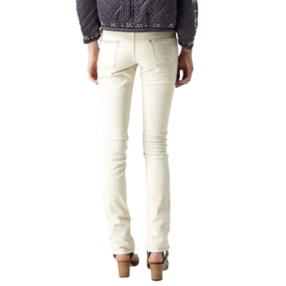ISABEL MARANT Galix Embroidered Skinny Jeans Cream Size 40 EU 8 US - Picture 2 of 11